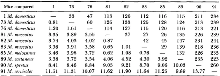 TABLE 7 Quantitative comparison of fragineut patternsfor mouse mtDNAs 