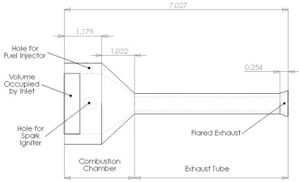 Figure 2-1: Side view of 8 cm pulsejet 