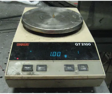Figure 2-11: Electronic balance with 1.00 gram weight 