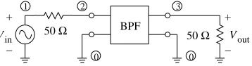 Figure 3.1: Circuit schematic for Code Listing 3.1 and measurements of Section 3.2.2: theRF source is turned on at t = 0 ns and oﬀ at t = 250 ns.