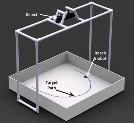 Fig. 2.4.  Kinect-equipped test arena for automated experiments (computer not shown). 