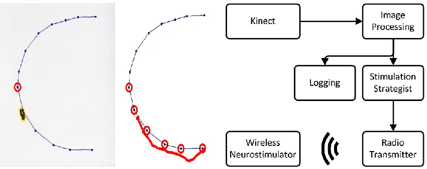 Fig. 2.5.  (left) Video feed and (center) active path from Computer Vision software showing 