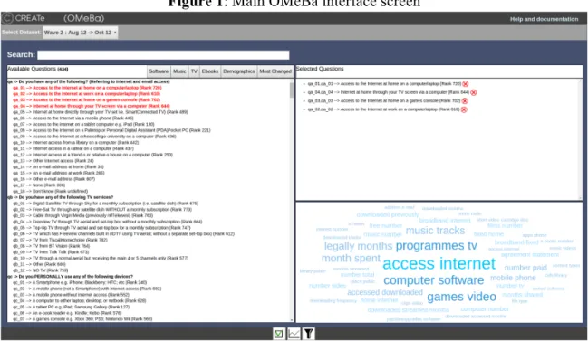 Figure 1: Main OMeBa interface screen 