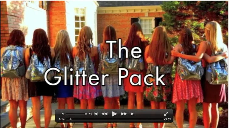 Figure 7. A screen shot from Morgan’s video showing “the glitter pack.”  