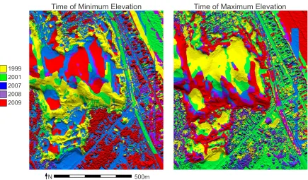 Figure 2.3:Maps representing the year when the minimum and maximum elevations occurred.