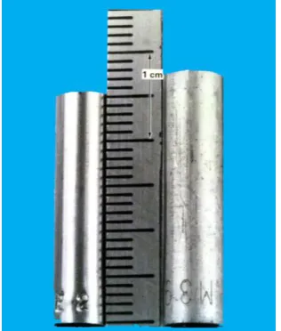 Figure 2.19 Comparison of dimensional size of aluminum rod before and after neutron 