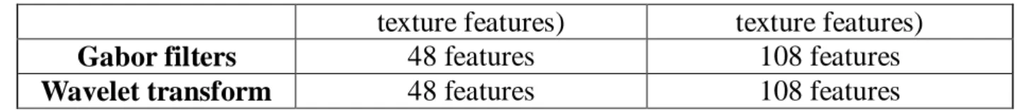 Table 2 Four sets of feature vectors per document 
