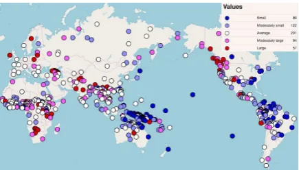 Figure 2: Consonant inventory sizes across languagesin the world (WALS, Dryer and Haspelmath (2013)).