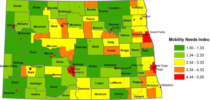 FIGURE 4.  Mobility needs index for North Dakota
