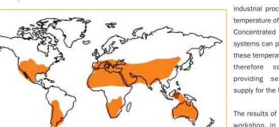 Fig 7: Economically viable regions for CSP (shown in orange) 