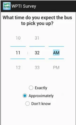 Figure 14 - Android screen for trip time selections. 