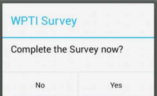 Figure 17 – The “nag” screen, asking the participant to complete the survey  after the time interval as lapsed
