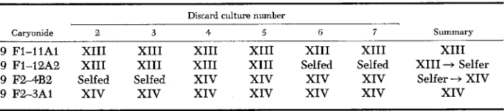 TABLE 1 Typical patterns of change of mating type composition within selfing discard cultures 