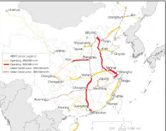 Figure 9.  chinese High-Speed railway route Map
