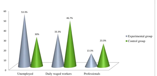 Figure 6.Distribution of subjects based on their occupation in experimental and control group 