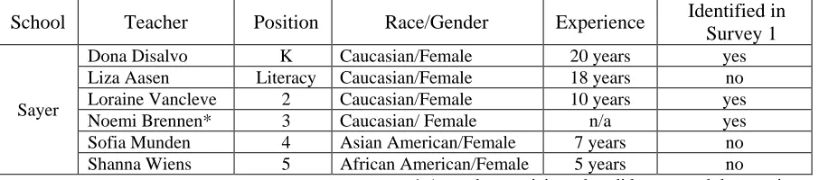 Table 4.1. Sayer focus group members