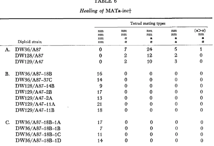 TABLE 6 Healing of MATa-in4 