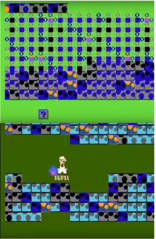 Figure 1.6: A sequence of glitched tile patterns resulting in Mario’s flight through the deteriorating gameworld from Super Mario Movie (Cory Arcangel and Paper Rad, 2005)
