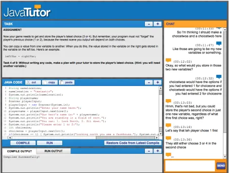 Figure 3.2:The tutorial dialogue interface with four windows.