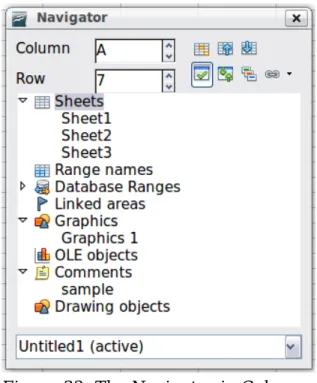 Figure 32: The Navigator in Calc Table 2: Function of icons in the Navigator
