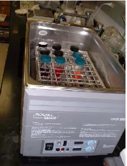 Figure 4.1:  Boekel Grant ORS-200 shaker bath and its setup. 