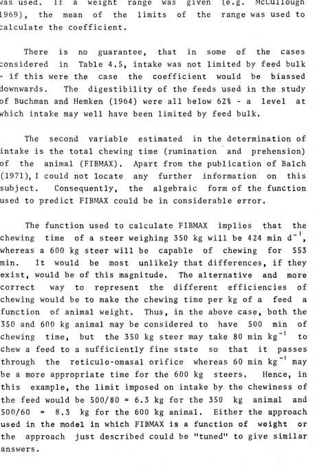 Table 4.5, intake was not limited by feed bulk 