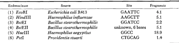 TABLE 2 Restriction endonucleases employed in the present study, their source of isolation, nucleotide cleavage site, and the mean number of mtDNA cleavage fragments 