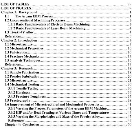 TABLE OF CONENTS  