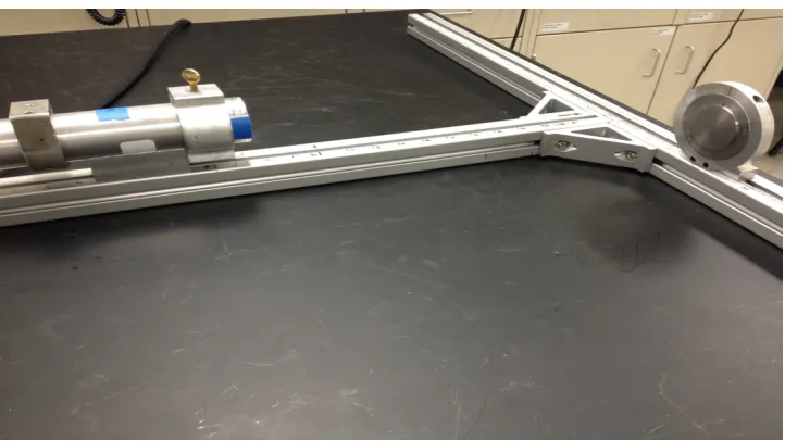 Figure 3.2 Photograph of the HEU disc off-axis experiment 41 cm from the detector and 15 cm to the right(x=+15cm).