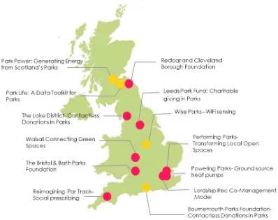 Figure 1.1 Map of Rethinking Parks replication and prototyping projects 