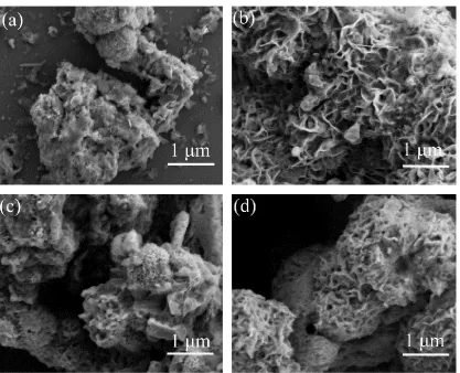 Figure 3.  Typical FE-SEM images of pure MoS2 and Ni-MoS2 nanosheets. 