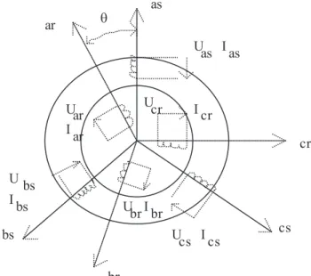 Fig. 2.1. The real model of the three-phase induction machine with three stator windings and three rotor windings