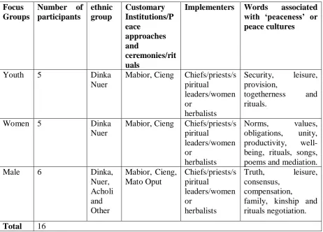 Table 1: Summary of face-to-face interviews 