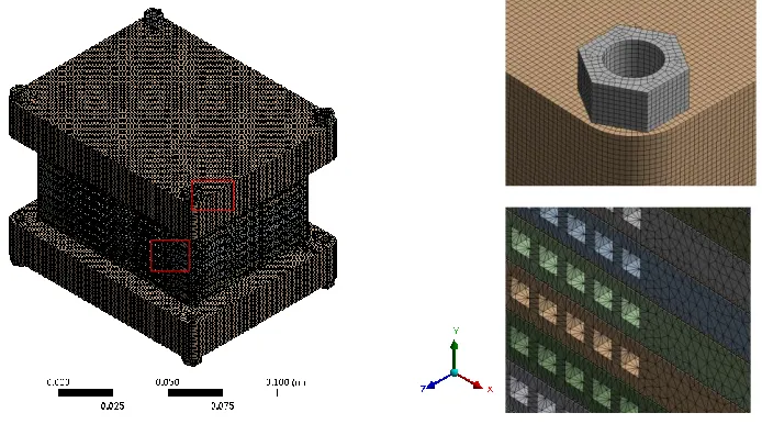 Figure 7 . The mesh of the 10-cell stack structure 