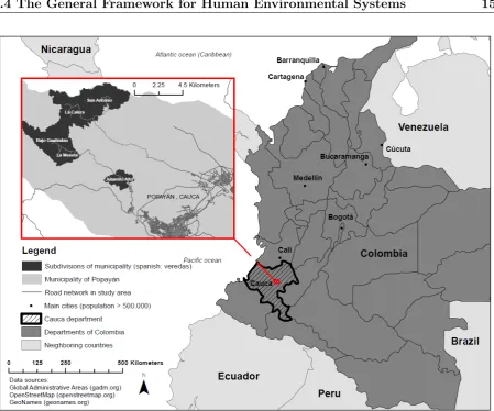 Figure 4.2: The case study area in Cauca Colombia.