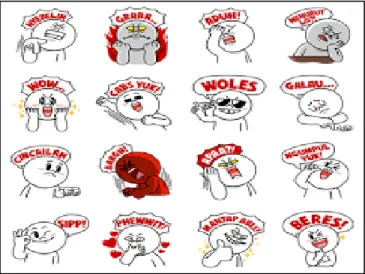 Figure 2.3 Examples of LINE stickers in Indonesian 