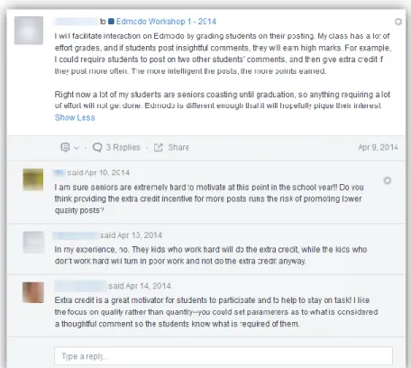 Figure 1. Listed news feed in Edmodo 