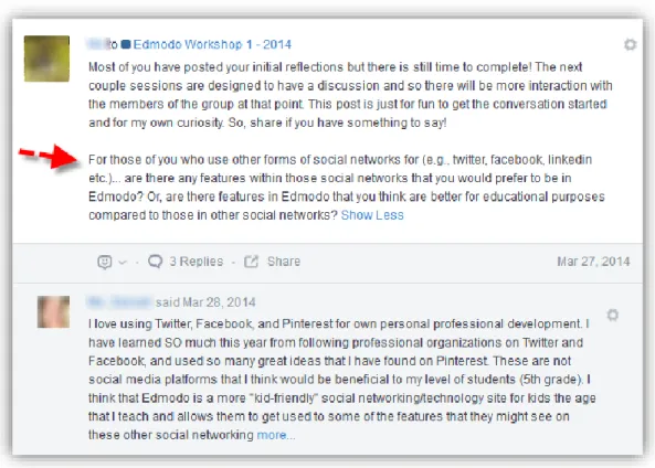 Figure 2. Prompted discussion in Edmodo 
