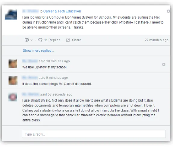 Figure 3. Inquiry based post in Edmodo 