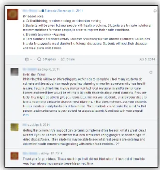 Figure 9. Listed structure of a news feed in Edmodo 