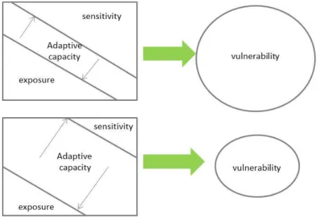 Figure 1. The role of adaptive capacity in influencing vulnerability (Engle,2011) 