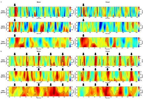 Figure 2: Grand average time-frequency representations of phase-amplitude coupling. Plots 