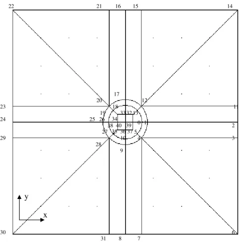 Figure 3.5 Patches and points definition in the x-y plane 