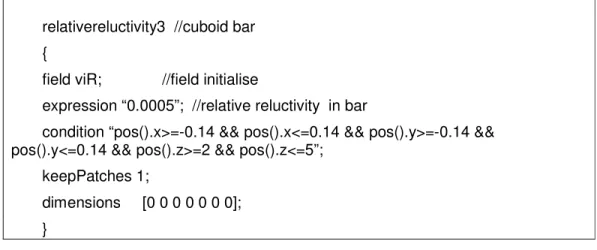Table 3.10.1 Initial values for a copper coil with steel bar geometry: 