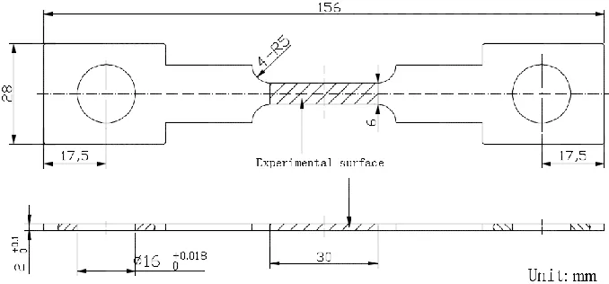 Figure 1 . Dimensions of the X80 pipeline steel sample 