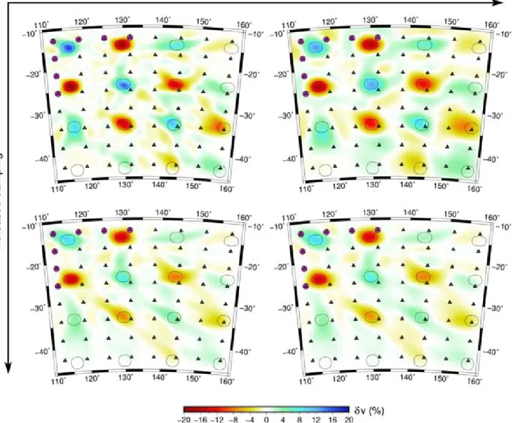 Figure 11. Synthetic spike test (based on the Fig. 9 example) showing the effects of varying damping and smoothing.
