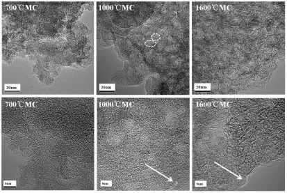 Figure 2.  The HR-TEM images of MC-Xs. 