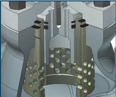 Figure 2 shows the general features of the S1200 fitted with HF trim design. The cage is clamped between the body bridge and the bolted bonnet, and the primary seal is either a spiral wound gasket or a metallic seal (ANSI 2500 to ANSI 4500)