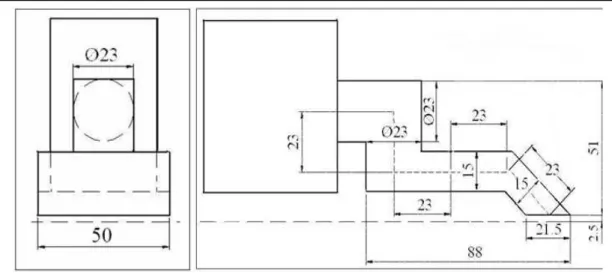 Fig. 5: Dimensions of channels  Also, Table 1 shows the flow of air suction that 