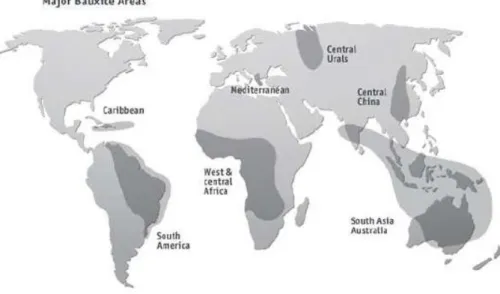 Figure 2. Bauxite mining locations 